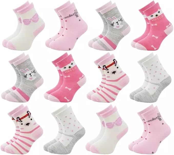 Meia Infantil Kit 12 Pares Menina Criança Feminina Bebê